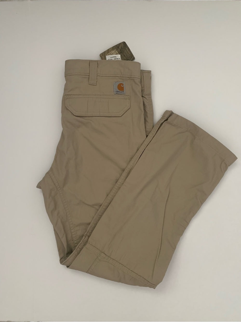 Carhartt Khaki/Tan Ripstop Work Pants with Orange Trim